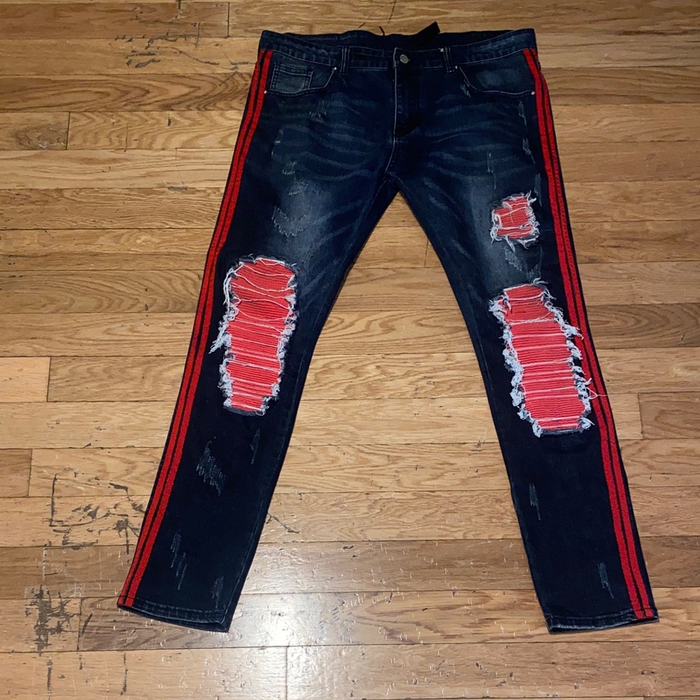 Original Distressed AMIRI Men's Jeans with Red Accents 1st season product.